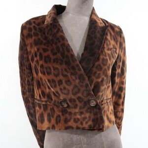 ZARA CROPPED LEOPARD PRINT BLAZER
